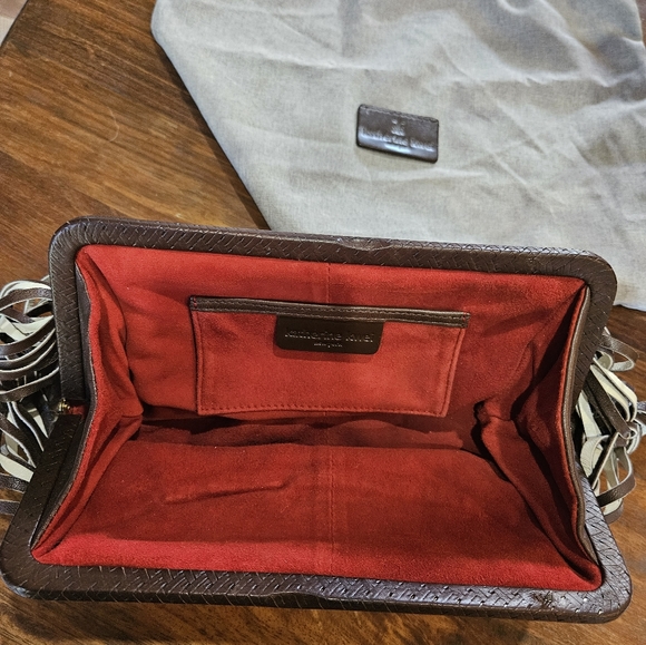 Katherine Kwei brown leather clutch authentic 8x10